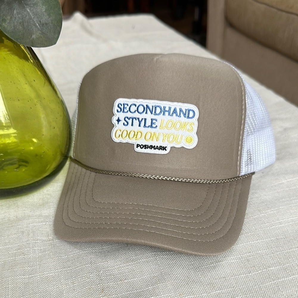 Poshfest 2024 Beige and White Trucker Hat